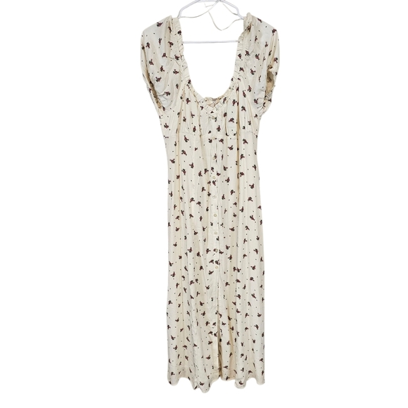 H&M Milk Maiden Disty Floral Puff Sleeve Babydoll Button Down Maxi Dress - Picture 3 of 9
